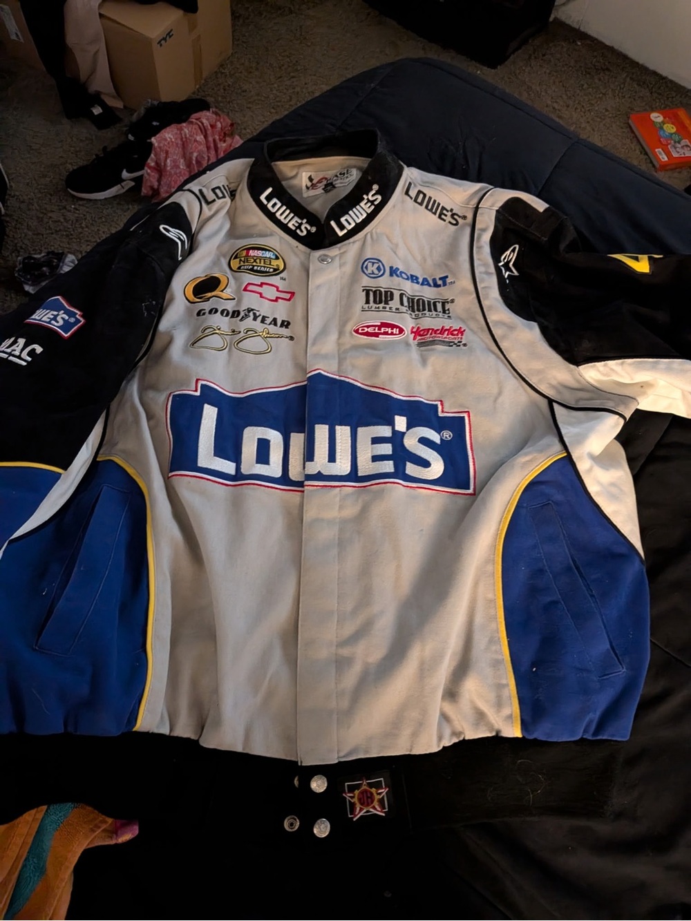 Lowe's Racing Jacket in White, Blue & Black